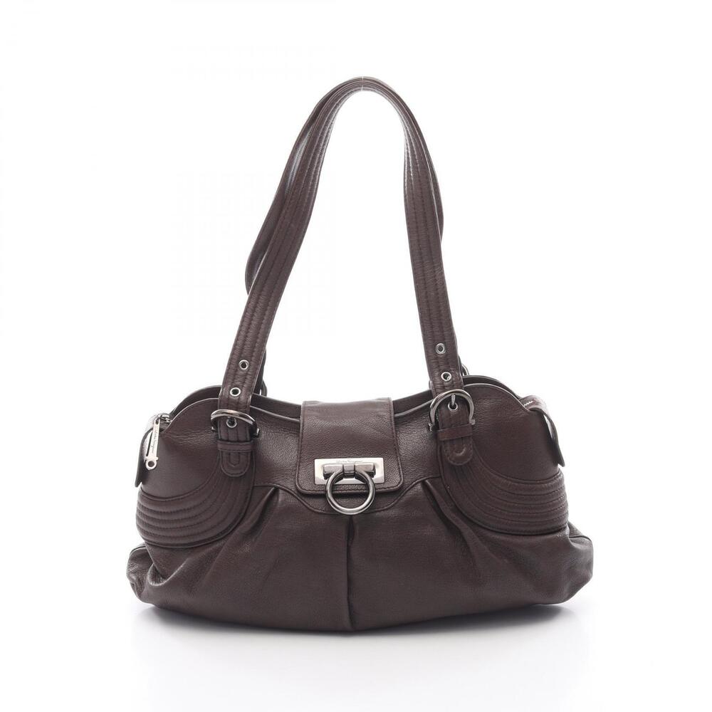 Salvatore Ferragamo Gancini Handbag Leather Brown